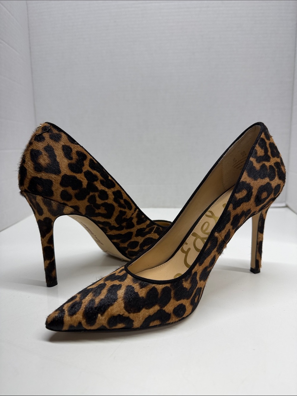 Sam Edelman Hazel High Heel Shoes Pony Hair Fur Cheetah Animal Print Heels 7.5